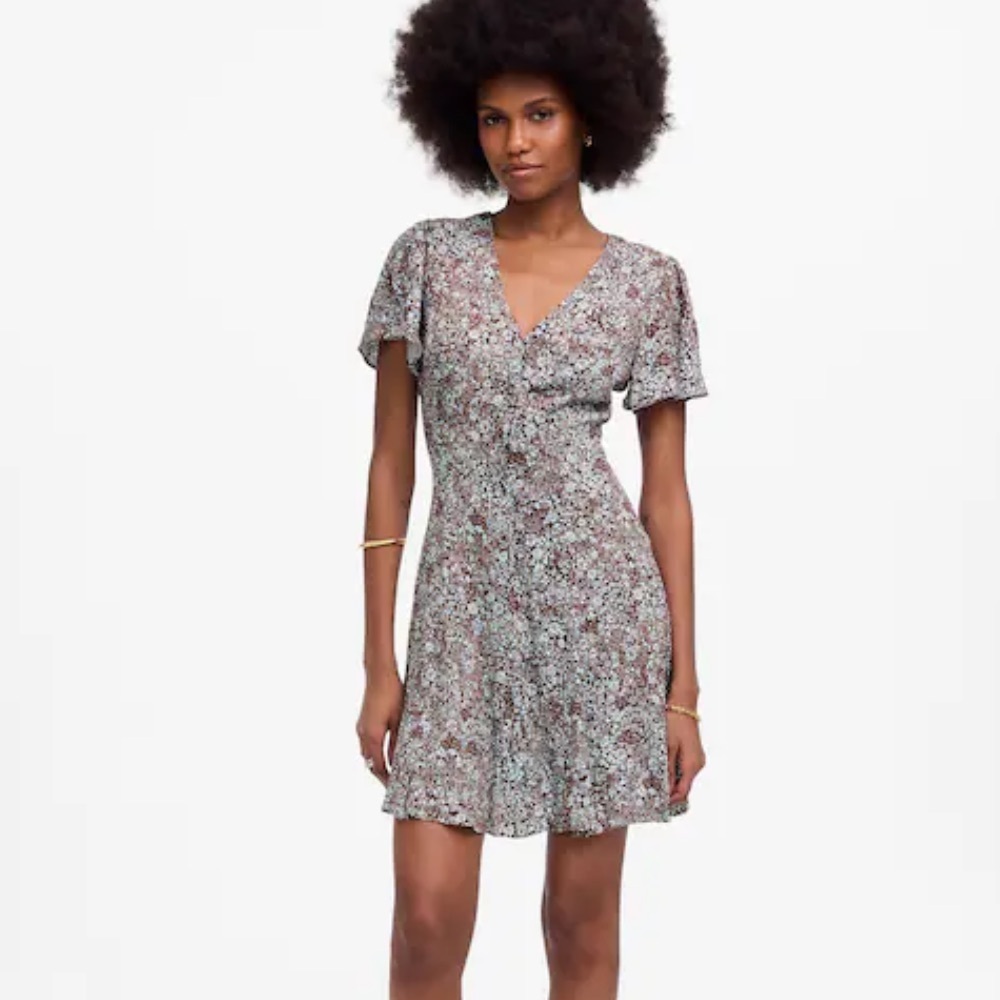 Madewell Button-Front Mini Dress In Flora